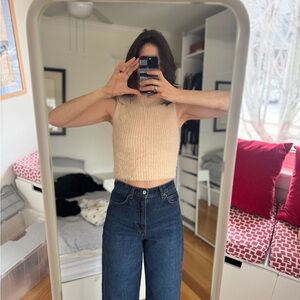 Zara Peach Fuzzy Knit Top